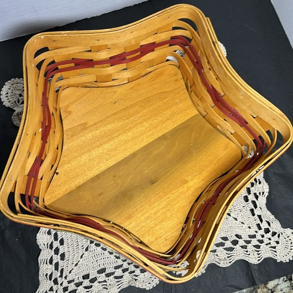 🇺🇸Longaberger 2001 Holiday Hostess Shining Star Basket Large Cloth Plastic Liner